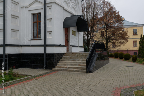 Entrance to the church building with steps