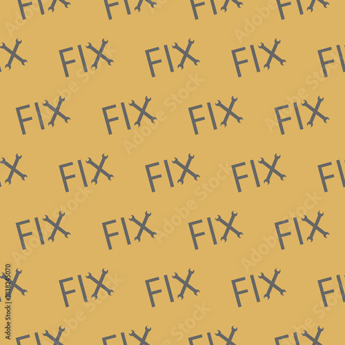 Fix word seamless pattern isolated on color background