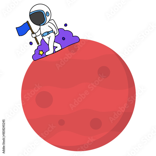 Illustration of an Astronaut Landing on Mars