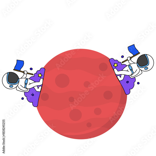 Illustration of an Astronaut Landing on Mars