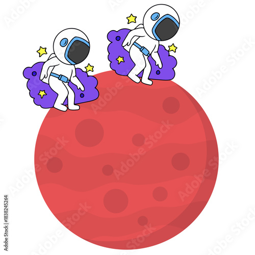 Illustration of an Astronaut Landing on Mars