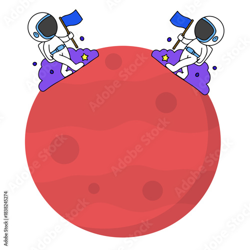 Illustration of an Astronaut Landing on Mars