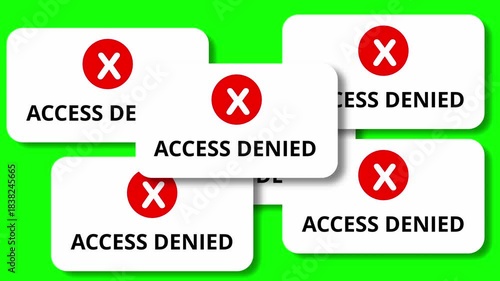 Access denied popup animation boxes on a green screen
