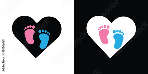 Baby Feet new born. Kids or baby feet and foot steps vector baby feet boy or girl sign. EPS 10