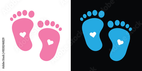 Baby Feet new born. Kids or baby feet and foot steps vector baby feet boy or girl sign. EPS 10