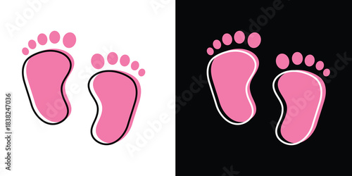Baby Feet new born. Kids or baby feet and foot steps vector baby feet boy or girl sign. EPS 10