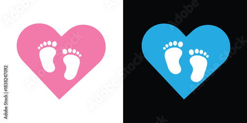 Baby Feet new born. Kids or baby feet and foot steps vector baby feet boy or girl sign. EPS 10