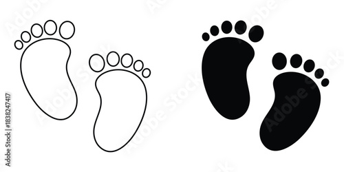 Baby Feet new born. Kids or baby feet and foot steps vector baby feet boy or girl sign. EPS 10