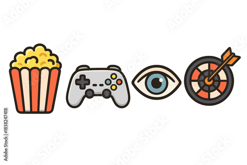 Popcorn controller eye and target icons collection