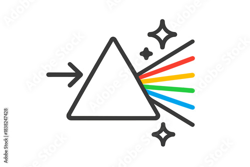 Light dispersion through prism icon showing spectrum colors