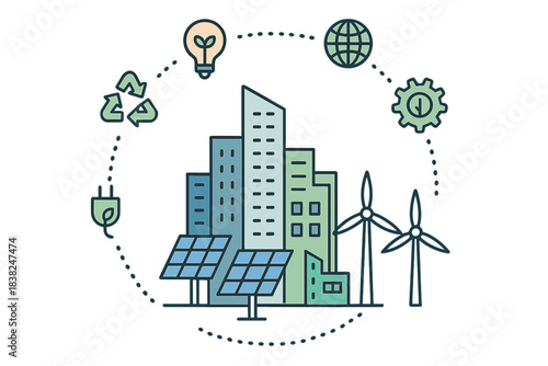 Modern urban energy cycle powered by renewable sources and recycling systems
