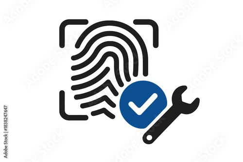 Biometric authentication system setup and maintenance concept icon