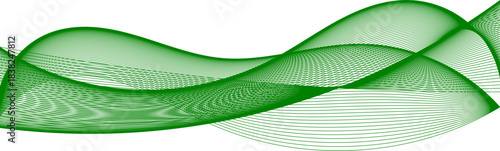 Abstract green wavy lines creating a dynamic and flowing pattern on a white background, suggesting movement and modern design.