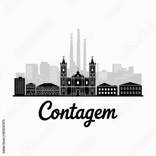 Contagem Skyline Silhouette — A Major Industrial and Logistics Center of Minas Gerais Vector Illustration