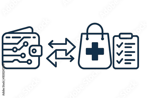Digital wallet transaction flow for medical purchase and checklist