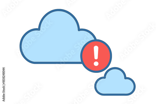 Cloud computing error warning notification icon concept for service failure