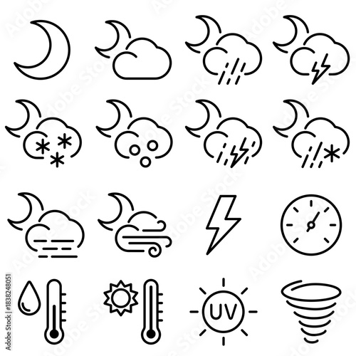 Weather Essentials Icon Set Outline Style (Part 3)
