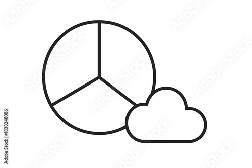 Cloud data analysis icon featuring segmented pie chart for statistics
