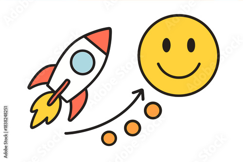 Rocket trajectory aiming at positive goal symbol