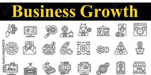 Business Profit Line Icons Set — Revenue, Growth and Financial Success Symbols