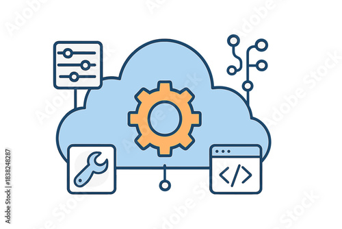 Cloud service configuration and development concept icon for digital management