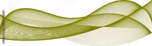 Abstract flowing olive green wavy lines creating a dynamic and transparent pattern against a white background, suggesting movement and fluidity.