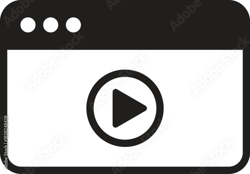 Video Player Interface Icon for Web, Media, and Streaming Design