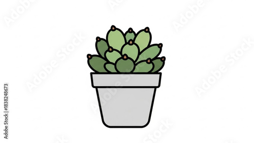 Succulent plant: A vibrant succulent plant thrives in a simple gray pot, embodying resilience and tranquility, inviting a sense of nature's purity.