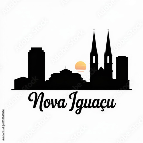 Wallpaper Mural Nova Iguaçu Skyline Silhouette — Major Metropolitan City of Rio de Janeiro State Vector Illustration Torontodigital.ca