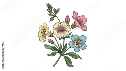 Vibrant Floral Bouquet: A captivating array of colorful blooms bursts forth with delicate petals, each a unique masterpiece of nature's artistry. The harmonious blend of hues, the intricate details.