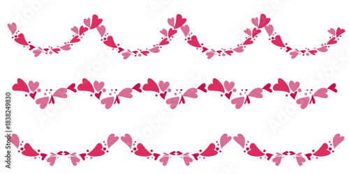 Set of heart symbol decoration garland. Decoration frame collection illustration. Hear decoration illustration for Valentine's day, Mother's day and wedding design. Vector illustration