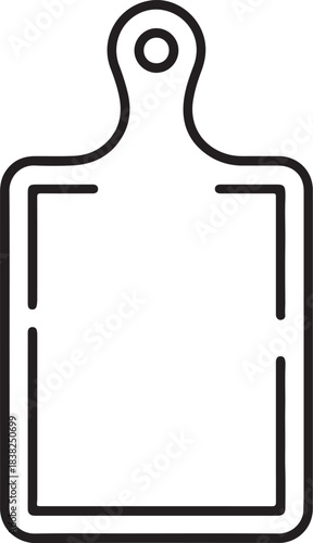 Cutting Board Line Art – Kitchen Tool Coloring Book Page Vector Illustration