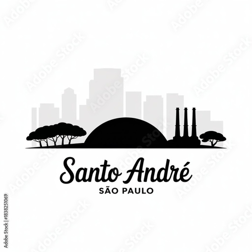Santo André Skyline Silhouette — A Key Industrial City of the Greater São Paulo ABC Region Vector Illustration