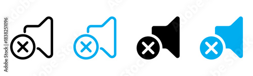 Sound Off Icon Multiple Style Vector Illustration 