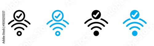 Wifi Connected Icon Multiple Style Vector Illustration 