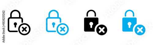 Lock Error Icon Multiple Style Vector Illustration 
