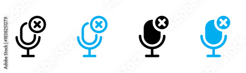 Microphone Off Icon Multiple Style Vector Illustration 