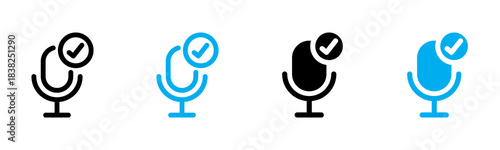 Microphone On Icon Multiple Style Vector Illustration 
