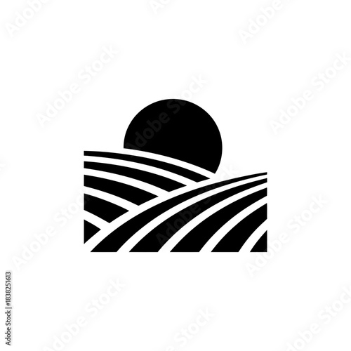 Layered fields alternating fill with hidden sun vector illustration