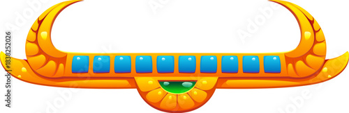 Ancient Egypt ornament for Egyptian divider frame and border, cartoon vector decoration element. Egyptian golden ornament with jewel gems or precious stones of Ancient Egypt treasure for divider frame