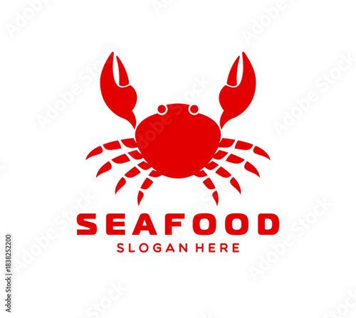 Crab seafood icon for gourmet cuisine or restaurant or gastro bar menu, vector sign. Crab with claws red silhouette badge for seafood kitchen or fish market and fresh sea food products package label