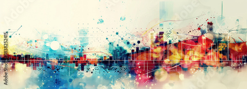 Urban Symphony of Colors: A vibrant cityscape bursts with artistic energy, as a kaleidoscope of colors dances across the skyline, capturing the spirit of urban life.