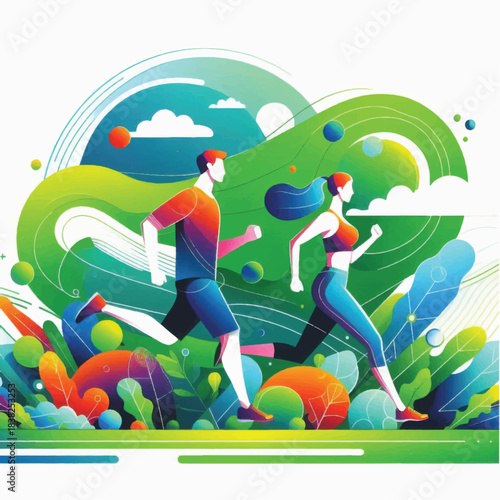 Man and woman running together embodying active and healthy lifestyle.