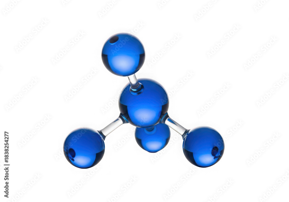 Obraz premium Blue molecular structure isolated on transparent background