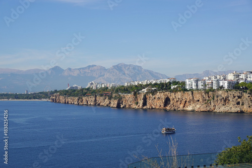 Fototapeta Naklejka Na Ścianę i Meble -  A cliff seaside in the center of Antalya, Turkey