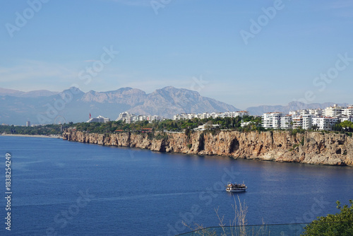 Fototapeta Naklejka Na Ścianę i Meble -  A cliff seaside in the center of Antalya, Turkey