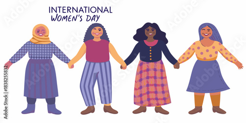 Celebrating international women s day with diverse group of women holding hands