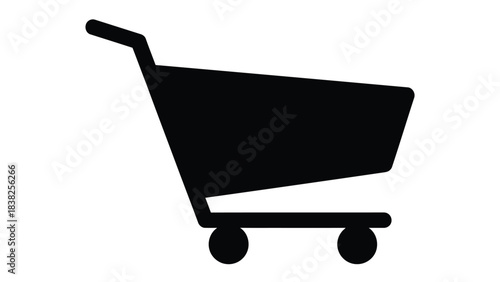 Black shopping cart icon on white background shopping cart, trolley, cart, shopping