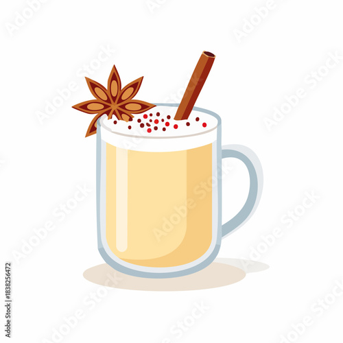 Flat Design Eggnog Drink with Cinnamon
