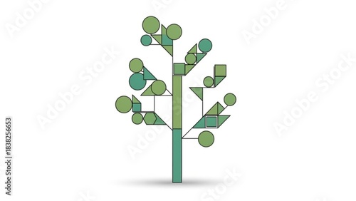 Geometric Tree Design: A visually appealing digital illustration featuring an abstract tree composed of geometric shapes, reflecting the beauty of nature in a modern design.